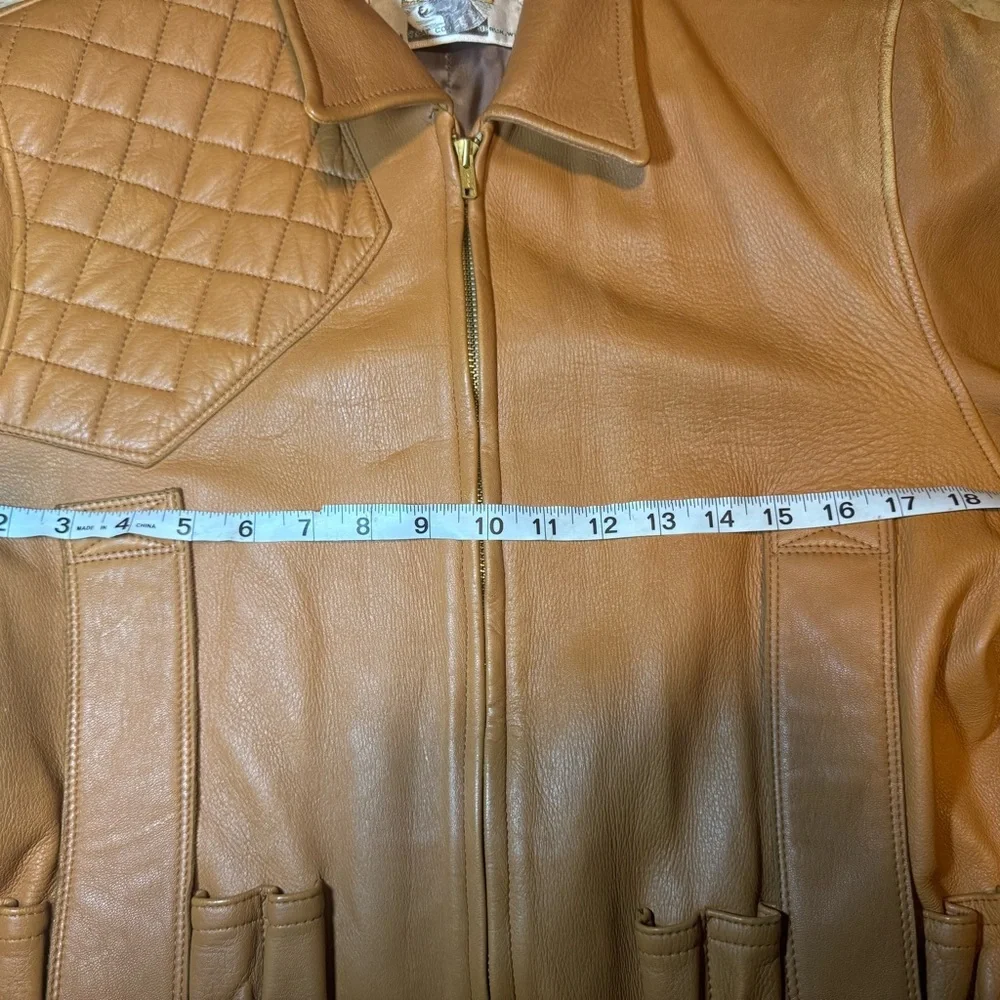 Vintage Genuine Deerskin Leather Coat Custom Made Brown Quilted Western Jacket